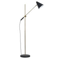 Black And Brass Adjustable Floor Lamp With Cone Shade - Thumb 1