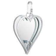 Small Silver Mirrored Heart Candle Holder - Thumb 1