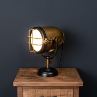 Brass And Black Industrial Spotlight Table Lamp - Thumb 2