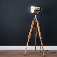 Nickel Industrial Spotlight Tripod Lamp - Thumb 2