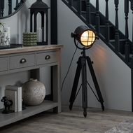 Black Industrial Spotlight Tripod Lamp - Thumb 2
