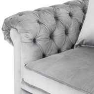 Grey Velvet Large Chesterfield Three Seater Sofa - Thumb 2