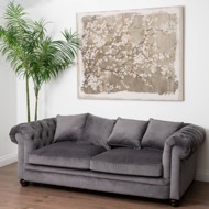Grey Velvet Large Chesterfield Three Seater Sofa - Thumb 5