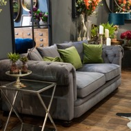 Grey Velvet Large Chesterfield Three Seater Sofa - Thumb 6