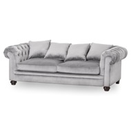 Grey Velvet Large Chesterfield Three Seater Sofa - Thumb 1
