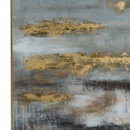 Large Abstract Grey And Gold Glass Image With Gold Frame - Thumb 2