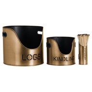 Bronze Finish Logs And Kindling Buckets & Matchstick Holder - Thumb 1