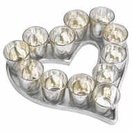 Cast Aluminium Heart Tray With Silver Glass Votives - Thumb 1