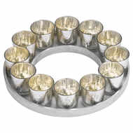 Circular Cast Aluminium Tray With Silver Glass Votives - Thumb 1