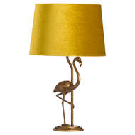 Antique Gold Flamingo Lamp With Mustard Velvet Shade - Thumb 1