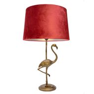 Antique Silver Flamingo Lamp With Coral Velvet Shade - Thumb 1