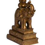 Antique Gold Elephant Table Lamp With Emerald Green Shade - Thumb 2
