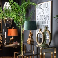 Antique Gold Elephant Table Lamp With Emerald Green Shade - Thumb 4
