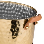 Brass Large Leather Handled Champagne Cooler - Thumb 2