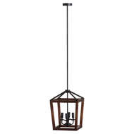 Large Wooden Coach Lantern Hanging Pendant Light - Thumb 2