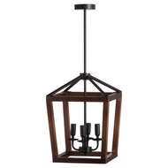 Large Wooden Coach Lantern Hanging Pendant Light - Thumb 1
