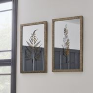 Antique Metallic Brass Mirrored Pine Wall Art - Thumb 4