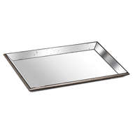 Astor Distressed Large Mirrored Tray With Wooden Detailing - Thumb 1