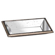 Astor Distressed Mirrored Display Tray With Wooden Detailing - Thumb 1