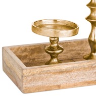 Hardwood Display Tray With Three Candle Holders - Thumb 2