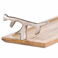 Hand Crafted Serving Tray With Sliver Deer Antler Handles - Thumb 2