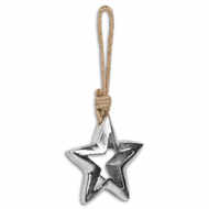 Casted Silver Cut Out Star Rope Hanging Decoration - Thumb 1