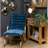 Navy And Brass Ribbed Ark Chair - Thumb 5