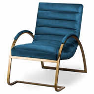 Navy And Brass Ribbed Ark Chair - Thumb 1
