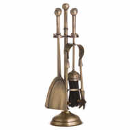 Ball Topped Companion Set In Antique Brass - Thumb 2