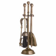 Ball Topped Companion Set In Antique Brass - Thumb 1
