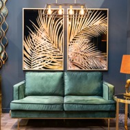 Large Metallic Palm Glass Image In Gold Frame - Thumb 4