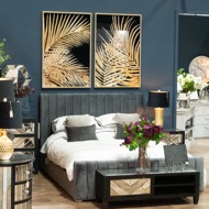 Large Metallic Palm Glass Image In Gold Frame - Thumb 5