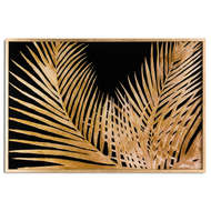 Large Metallic Palm Glass Image In Gold Frame - Thumb 1