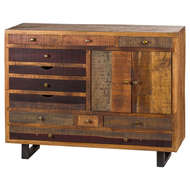Multi Draw Reclaimed Industrial Chest With Brass Handle - Thumb 1