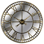 Large Antique Brass Mirrored Skeleton Clock - Thumb 1