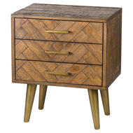 Havana Gold 3 Drawer Bedside Table - Thumb 1