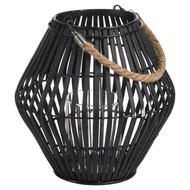 Black Rattan Small Convex Lantern - Thumb 1