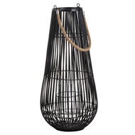 Small Domed Rattan Lantern With Rope Detail - Thumb 1
