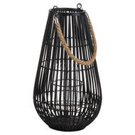 Domed Rattan Lantern With Rope Detail - Thumb 1