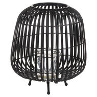 Large Black Rattan Bulbous Lantern - Thumb 1