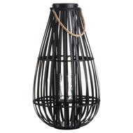 Large Floor Standing Domed Wicker Lantern With Rope Detail - Thumb 1