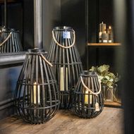 Floor Standing Domed Wicker Lantern With Rope Detail - Thumb 3