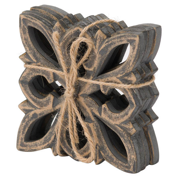 Ivy Set Of 4 Grey Wash Coasters - Thumb 1