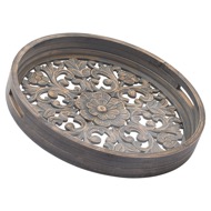 Set Of 2 Carved Grey Wash Louis Trays - Thumb 1