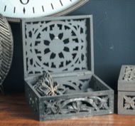 Lustro Carved Antique Metallic Wooden Box - Thumb 3