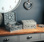Lustro Carved Antique Metallic Wooden Box - Thumb 4