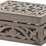 Lustro Carved Grey Wash Wooden Box - Thumb 2
