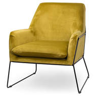 Eva Framed Mustard Velvet Club Chair - Thumb 1