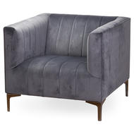 Emperor Grey Velvet Arm Chair - Thumb 1