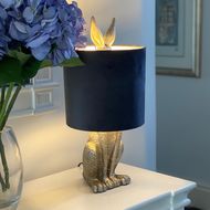 Silver Hare Table Lamp With Grey Velvet Shade - Thumb 4